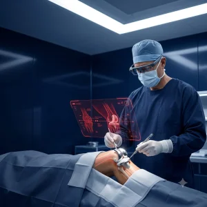Augmented reality knee replacement surgery for precision joint c