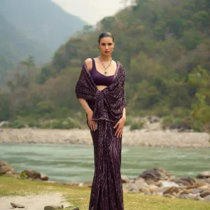Amethyst glow saree set