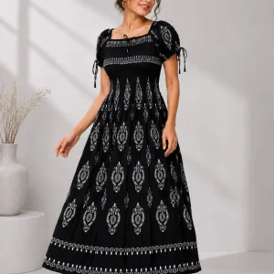 Womens black boho maxi dress