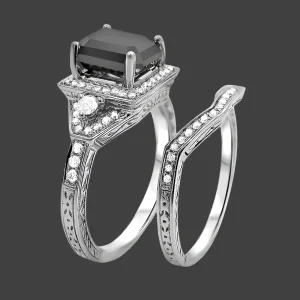 Emerald cut black diamond engagement rings online usa