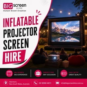 Inflatable projector screen for outdoor movie events