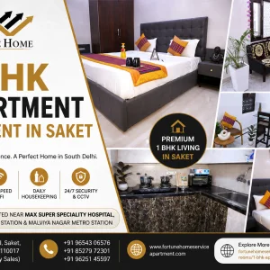 1 bhk apartment for rent in saket fully furnished comfortabl