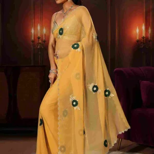 Shop stylish yellow sarees for haldi at libas