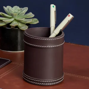 What is the best leather pen holder for an office desk