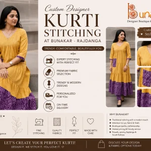 Designer kurti stitching rajdanga custom fits by bunakar