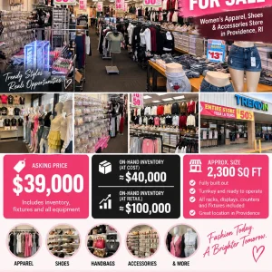 Trendin inc womens fashion boutique for sale 39000 providence