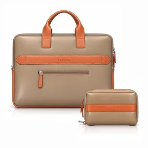 Fedus aurum caramel sand laptop bag vegan leather handbag crossb