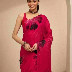 Shop red silk sarees online at libas