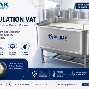Coagulation vat for efficient paneer manufacturing and dairy pro