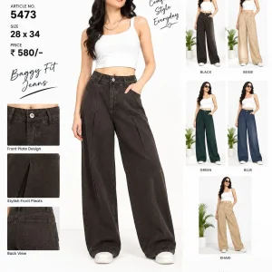 Blue18 womens highwaist pleated baggy fit jeans article 5473